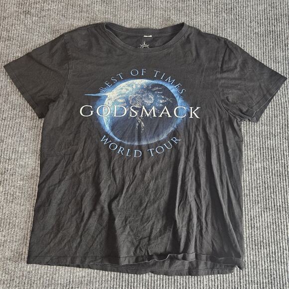 Godsmack Shirt Mens Large Black Best Of Times World Tour Concert Band Tee Rock - Picture 1 of 9